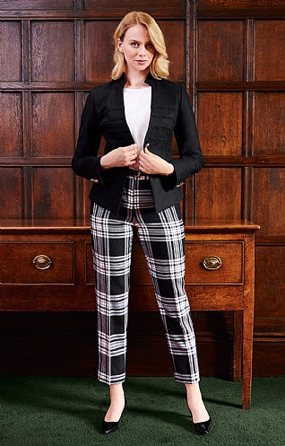 Ladies Worsted Plaid Cropped Trousers