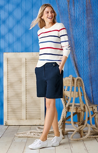 House of Bruar Ladies Chino Shorts - Navy Blue, Navy