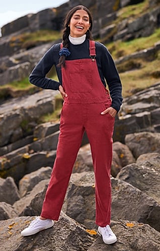 House of Bruar Ladies Chino Dungarees - Red, Red