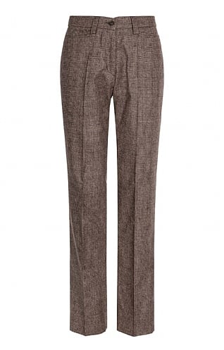 House of Bruar Ladies Classic Wool Blend Trousers, Brown Prince Of Wales