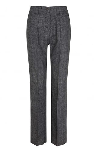 House of Bruar Ladies Classic Wool Blend Trousers, Grey Prince of Wales