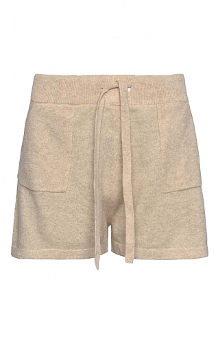 Brodie Cashmere Ladies Cashmere Shorts with Pocket - Cream