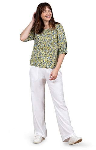 Ladies Lily & Me Classic Linen Trousers - White, White