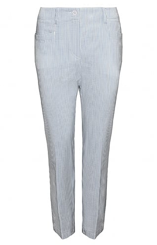 Ladies Anna Montana Fine Stripe Pull On Trousers - Navy/White, Navy/White