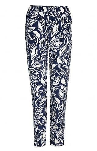 House Of Bruar Ladies Leaf Print Trousers - Navy Blue, Navy