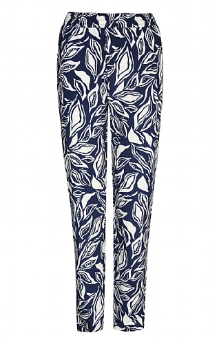 House Of Bruar Ladies Leaf Print Trousers - Navy Blue, Navy