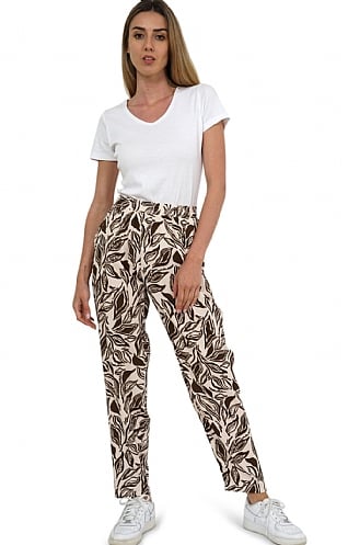 House Of Bruar Ladies Leaf Print Trousers, Off White