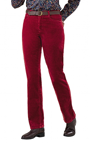 Ladies Brax Cotton Cord Jeans - Burgundy red