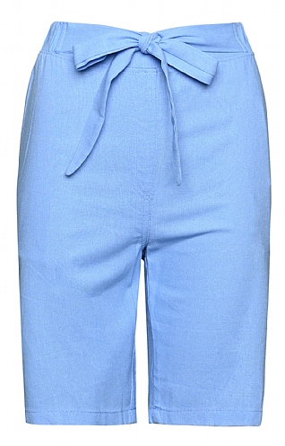 House of Bruar Ladies Linen Mix Shorts, Blue