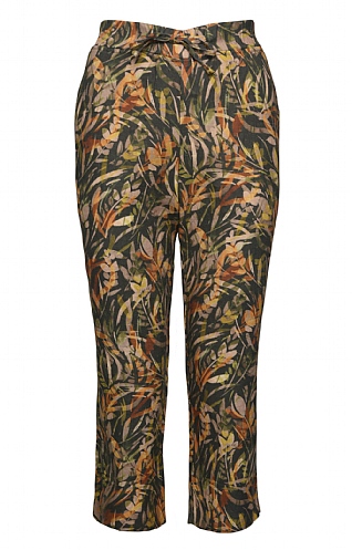 Zerres Ladies Print Linen Trousers - Olive