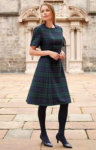 House of Bruar Ladies Plaid Swing Dress - Blackwatch Tartan, Blackwatch