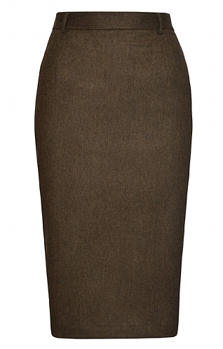 House of Bruar Ladies Flannel Tailored Skirt, Bark Melange