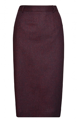 House of Bruar Ladies Flannel Tailored Skirt, Damson Melange