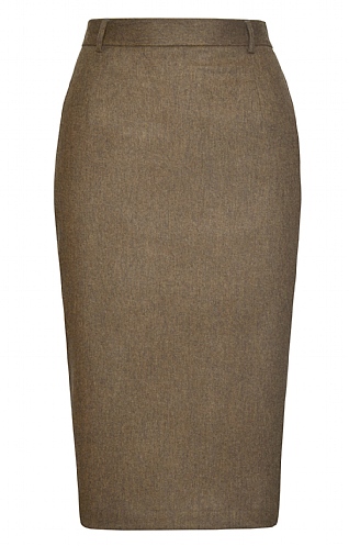 House of Bruar Ladies Flannel Tailored Skirt, Wheat Melange