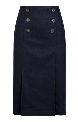 House of Bruar Ladies Double Vent Flannel Skirt - Navy Blue