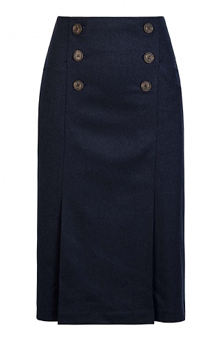 House of Bruar Ladies Double Vent Flannel Skirt - Navy Blue, Navy