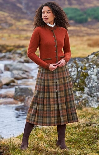 House Of Bruar Ladies Tweed Horn Button Skirt, Weathered Bothy