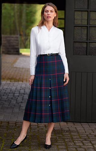 House of Bruar Ladies Gold Button Skirt
