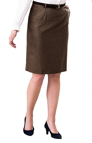 House of Bruar Ladies Classic Flannel Skirt, Brown Melange