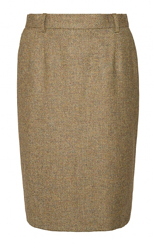 House of Bruar Ladies Classic Tweed Skirt, Lovat/Brown Herringbone