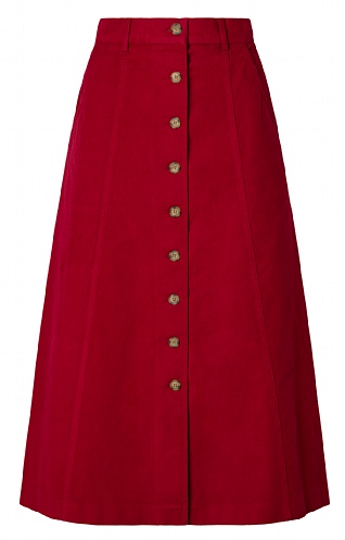 House of Bruar Ladies Moleskin Long Skirt - Red, Red