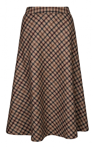 House of Bruar Ladies Tweed Swing Skirt, Brown/Wheat Gunclub