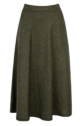 House of Bruar Ladies Tweed Swing Skirt, Forest Green Herringbone