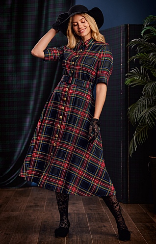 Ladies tartan hot sale shirt dress