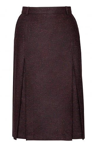 House of Bruar Ladies Invert Pleat Skirt, Damson Donegal