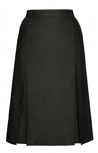 House of Bruar Ladies Invert Pleat Skirt, Pine Donegal
