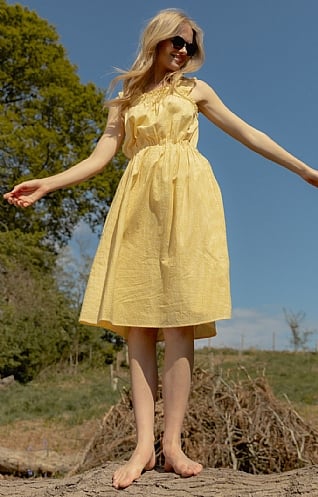 Ladies Barbour Abbey Dress, Sunrise Yellow/Check