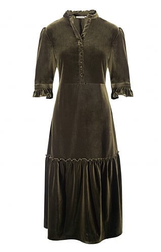 House of Bruar Ladies Victorian Dress, Olive Velvet