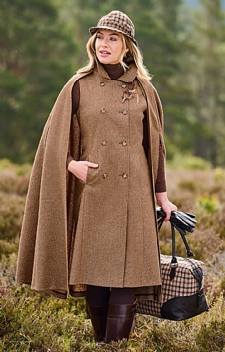 House of Bruar Ladies Tweed Double Breasted Cloak Dress