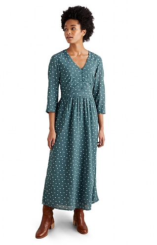 Ladies Seasalt Three Quarter Sleeve Feather Slate Dress