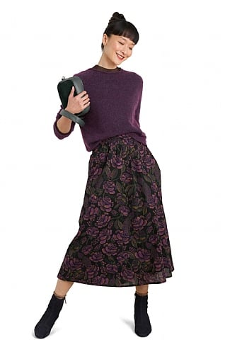 Ladies Seasalt Tawny Owl Skirt, Tapestry Bloom Grape