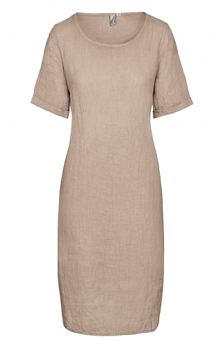 House Of Bruar Ladies Linen Crew Neck Dress - Ecru beige