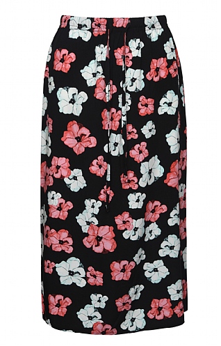 House Of Bruar Ladies Elasticated Skirt, Black/Flowers