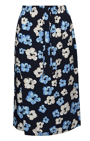 House Of Bruar Ladies Elasticated Skirt, Marine/Flowers