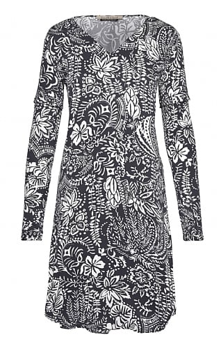 Smith & Soul Ladies Short V Neck Dress, Black Print