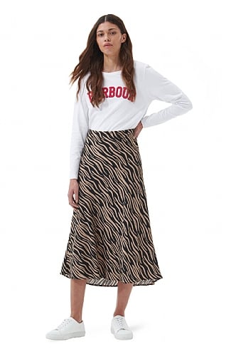 Ladies Barbour Lyndale Midi Skirt, Multi Bark/Print