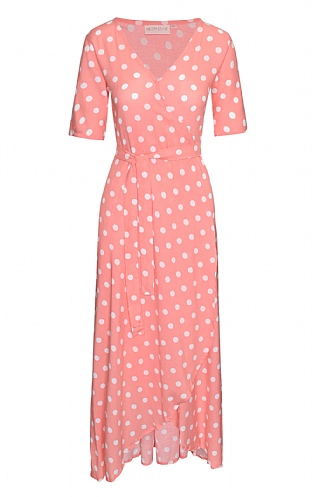 House Of Bruar Ladies Wrap Dress, Peach Polka