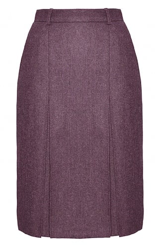 House of Bruar Ladies Tweed Invert Skirt, Mulberry Herringbone