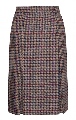 House of Bruar Ladies Tweed Invert Skirt, River Berry Gunclub