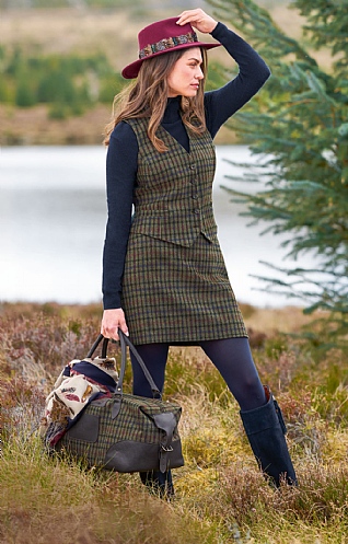 House of Bruar Ladies Tweed Mini Skirt, Mulberry Gunclub