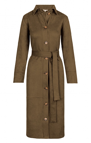 House Of Bruar Ladies Faux Suede Dress - Olive, Olive