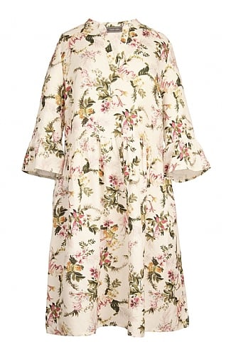 House Of Bruar Ladies Linen Print Dress, Multi
