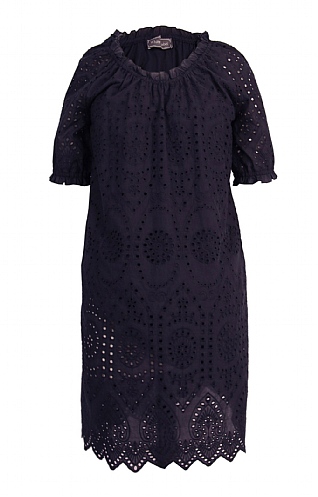House Of Bruar Ladies Embroidery Anglaise Dress - Navy Blue, Navy