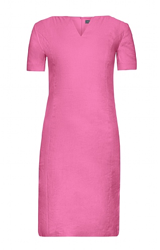 House Of Bruar Ladies Short Sleeved Linen Dress, Pink