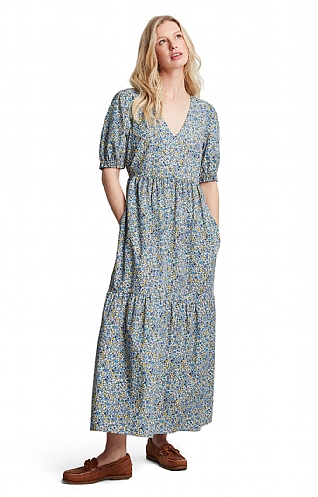 Ladies Joules Aura Dress, Blue Yellow Ditsy