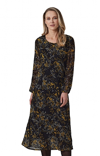 Ladies Adini Marella Dress, Sketchy Bloom Black